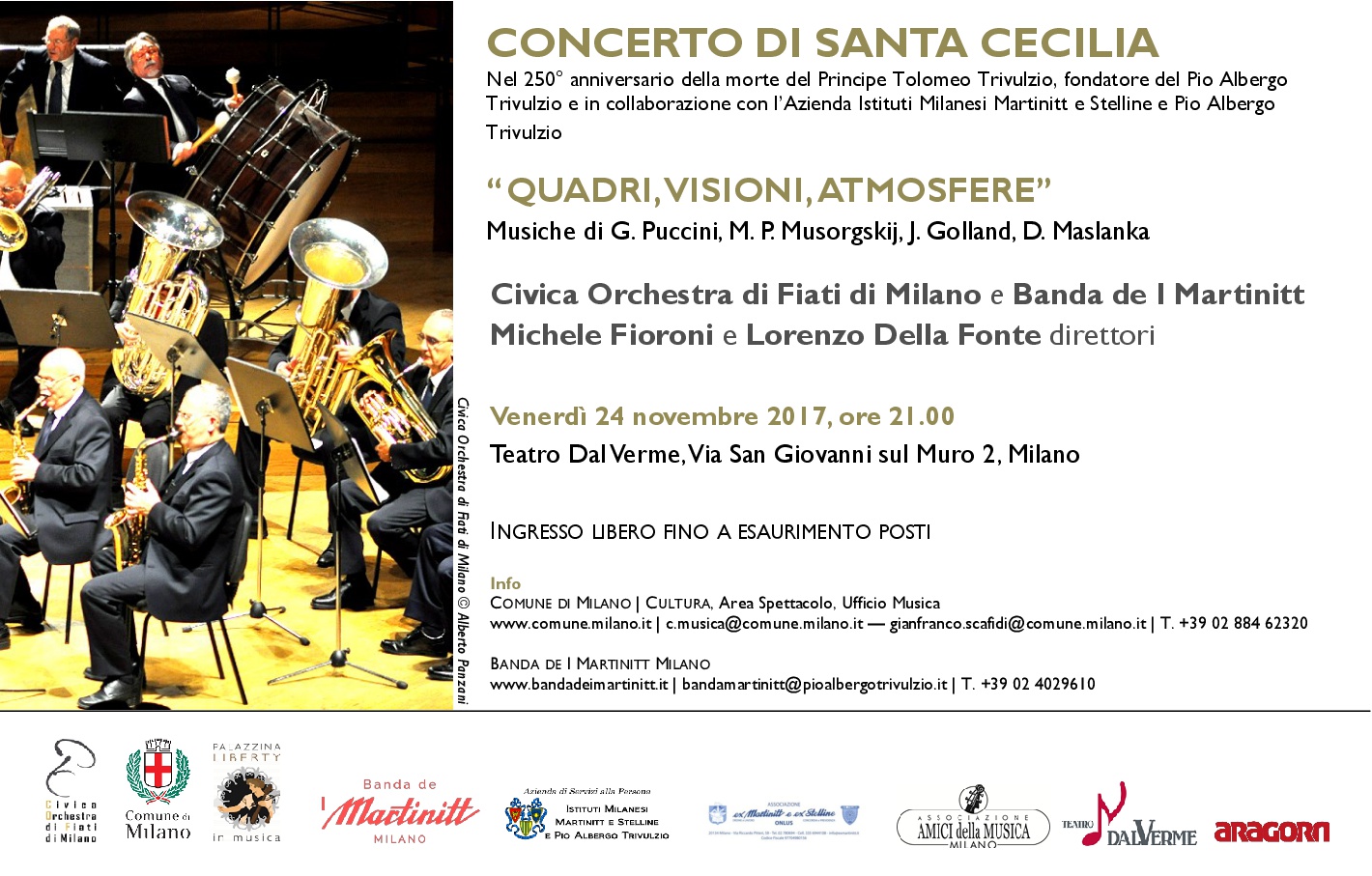 Concerto in onore di Santa Cecilia, Civica Orchestra di Fiati del comune di Milano e Banda de I Martinitt 