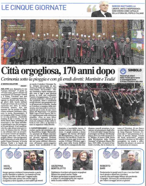 Commemorazione alle Cinque Giornate di Milano, Il Giorno 19.03.2018