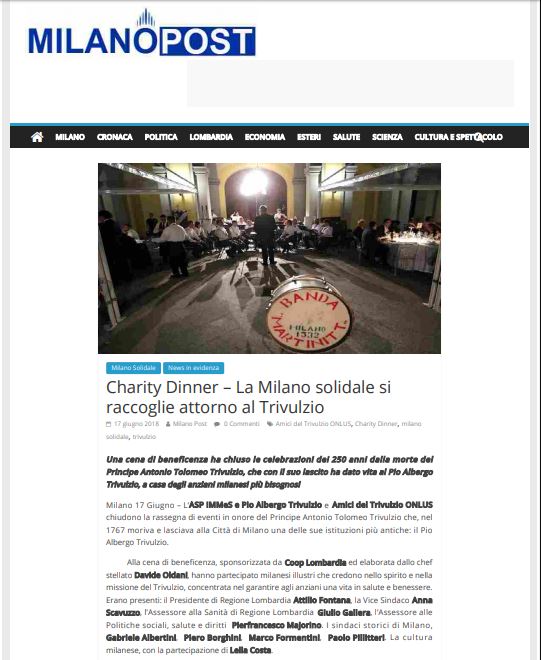 Charity Dinner, MilanoPost del 17.06.2018