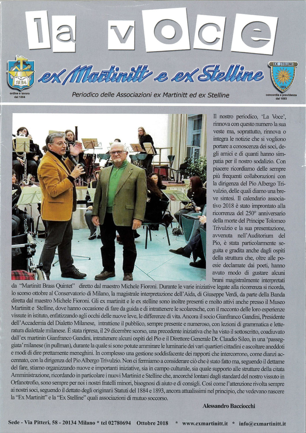 La voce ex Martinitt e ex Stelline, ottobre 2018